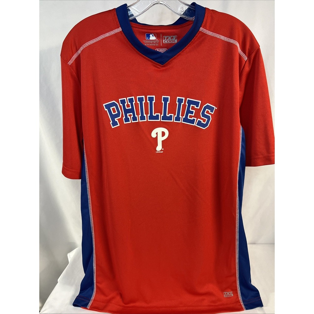 Men's MLB TX3 Cool Philadelphia Phillies Red Graphic Logo SS Shirt EXLarge XL